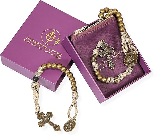 Miniatura 5 de Nazareth Store Juego de rosarios de cuerda de paracaídas, collar de rosario resistente y rosario de una década con cordón fuerte y pesado con San