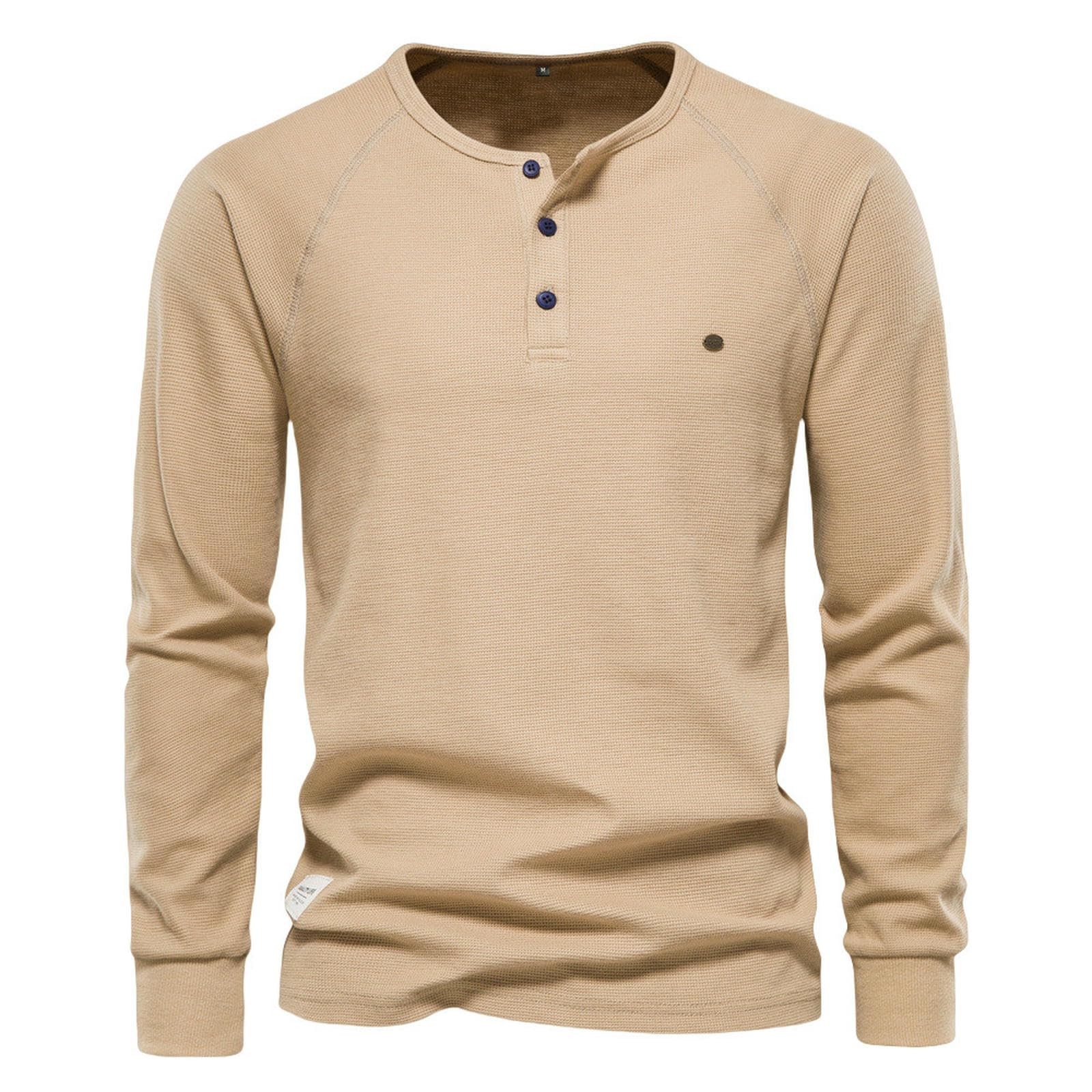 Męskie T-Shirty Jesień i zima męska koszulka z długim rękawem Henry Collar koszulka męska