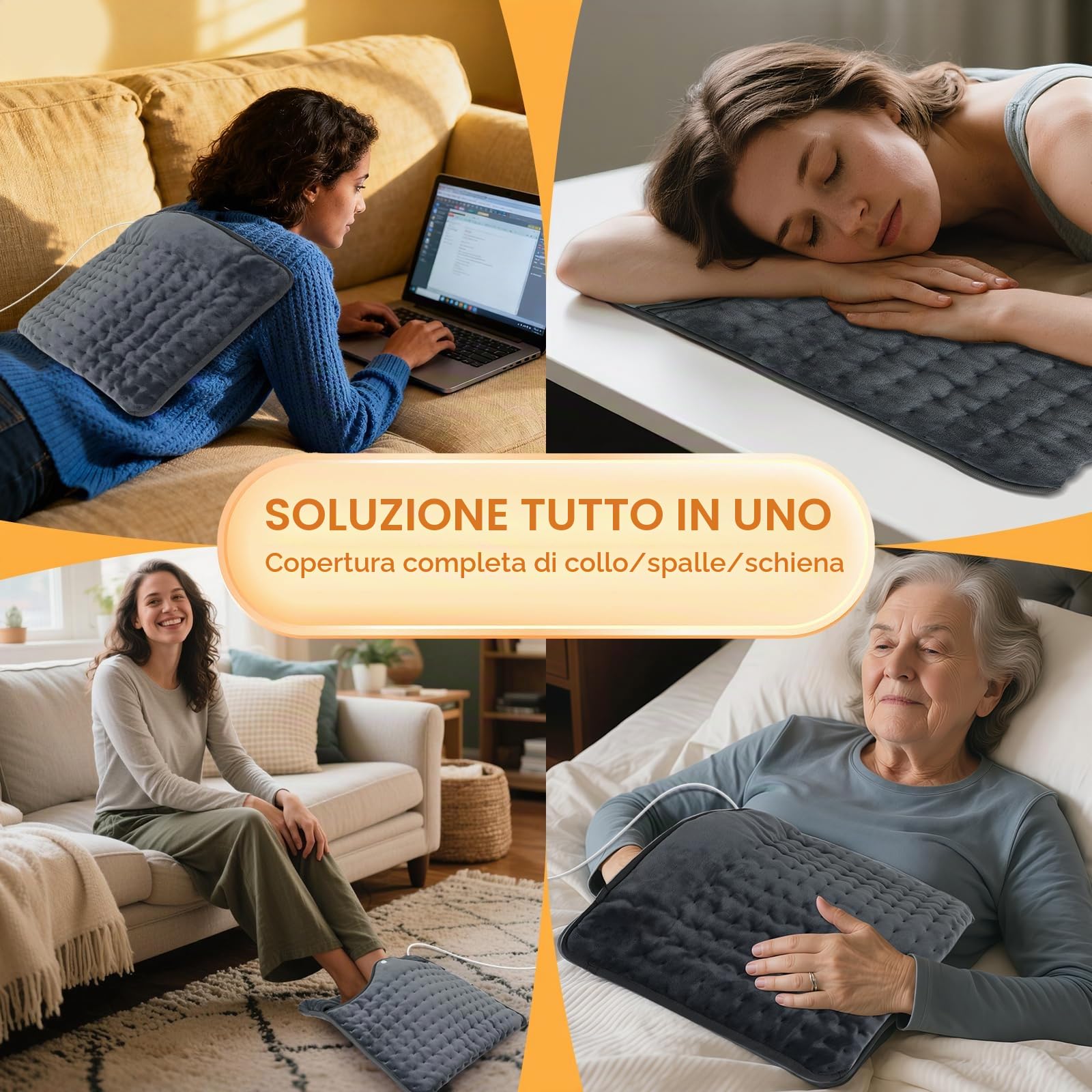 Ninonly 40X40 Scaldapiedi Elettrico Piedi con 6 Livelli di Temperatura e 4 Timer Spegnimento Automatico Cuscino Tappeto Riscaldante Piedi Lavabile Tessuto Morbido per Donne Uomini