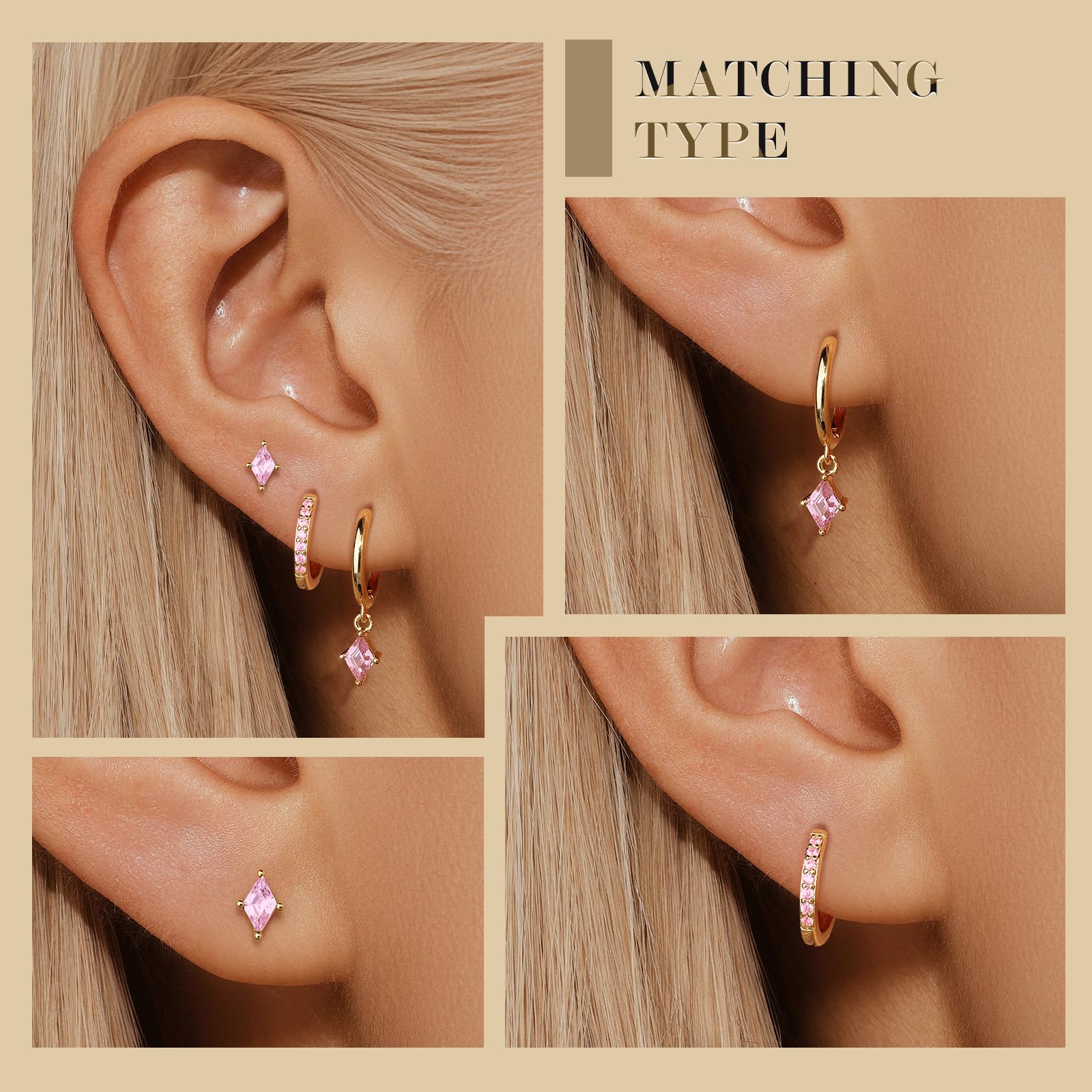 Angelady Gold Hoop Earrings Set for Women, Dainty 14K Gold Plated Huggies Earring, Sterling Silver Hypoallergenic Cartilage Earrings, Trendy Earring Stacks for Multiple Piercing Jewelry Gift(3 Pairs)