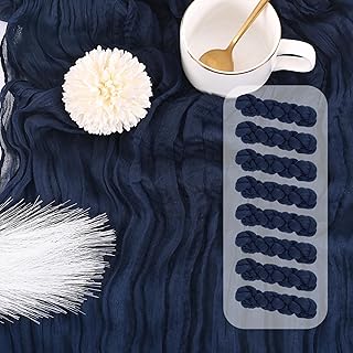 Teruntrue Pack of 8 10 Foot Cheesecloth Table Runner, Navy Blue, 20 x 120 inches, Rustic Gauze, Boho Cheesecloth Table Runner, Wedding, Long Table Runner for Wedding Party, Bridal Shower, Table