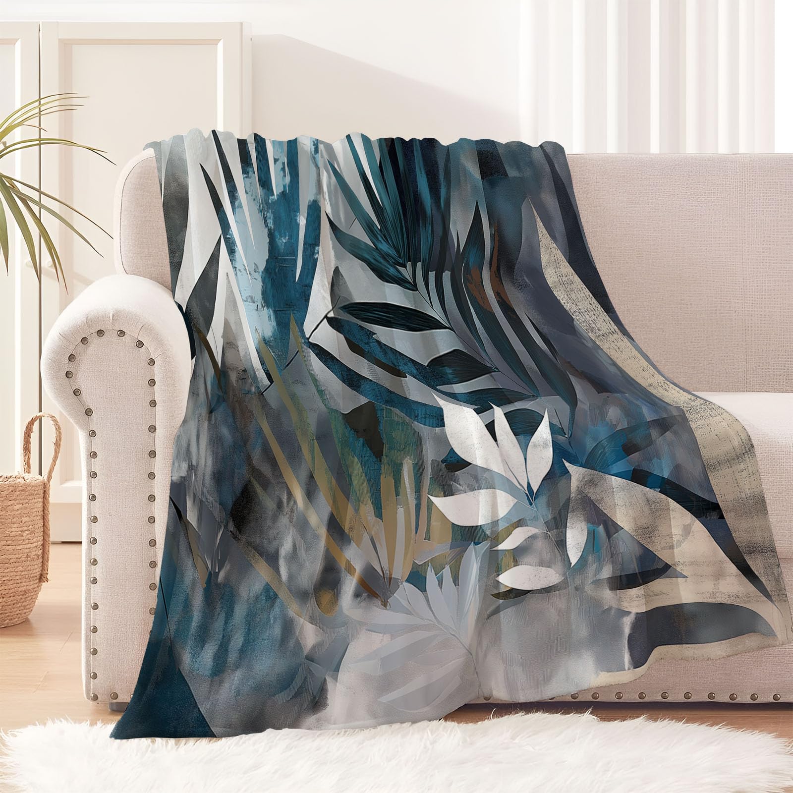 Couverture Polaire Palmier 200x220cm Contre le Froid de l'Hiver