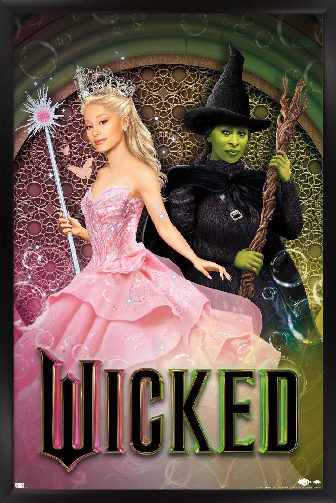 Poster mural Wicked décoratif grand format avec cadre noir photo Elphaba Glinda Upland 56x86