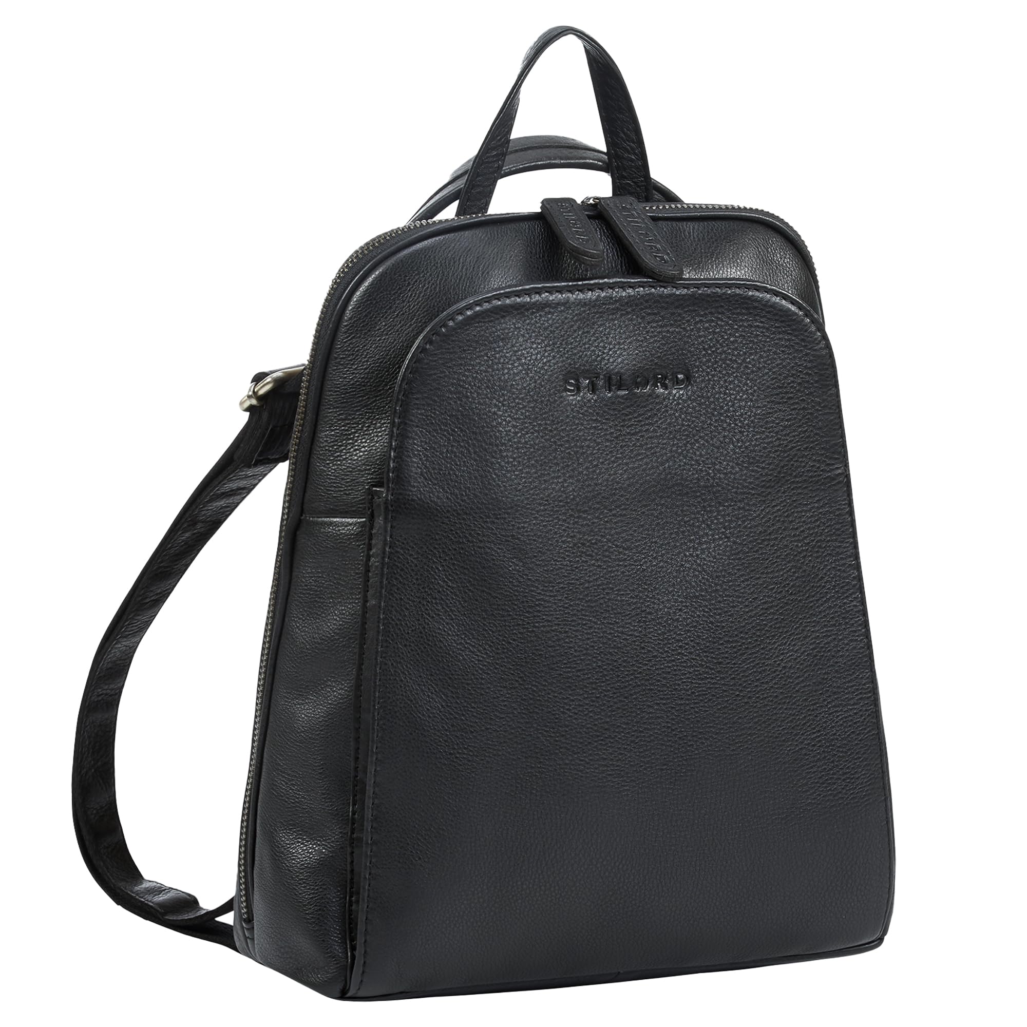 STILORD Ophelia 2-en-1 Bolso Mochila Mujer Piel Autentica - Mochila Piel Pequeña Bolso Bandolera Cuero - Bolso de Mano - Mochila Antirrobo Impermeable 10,9 Pulgadas Color:Negro