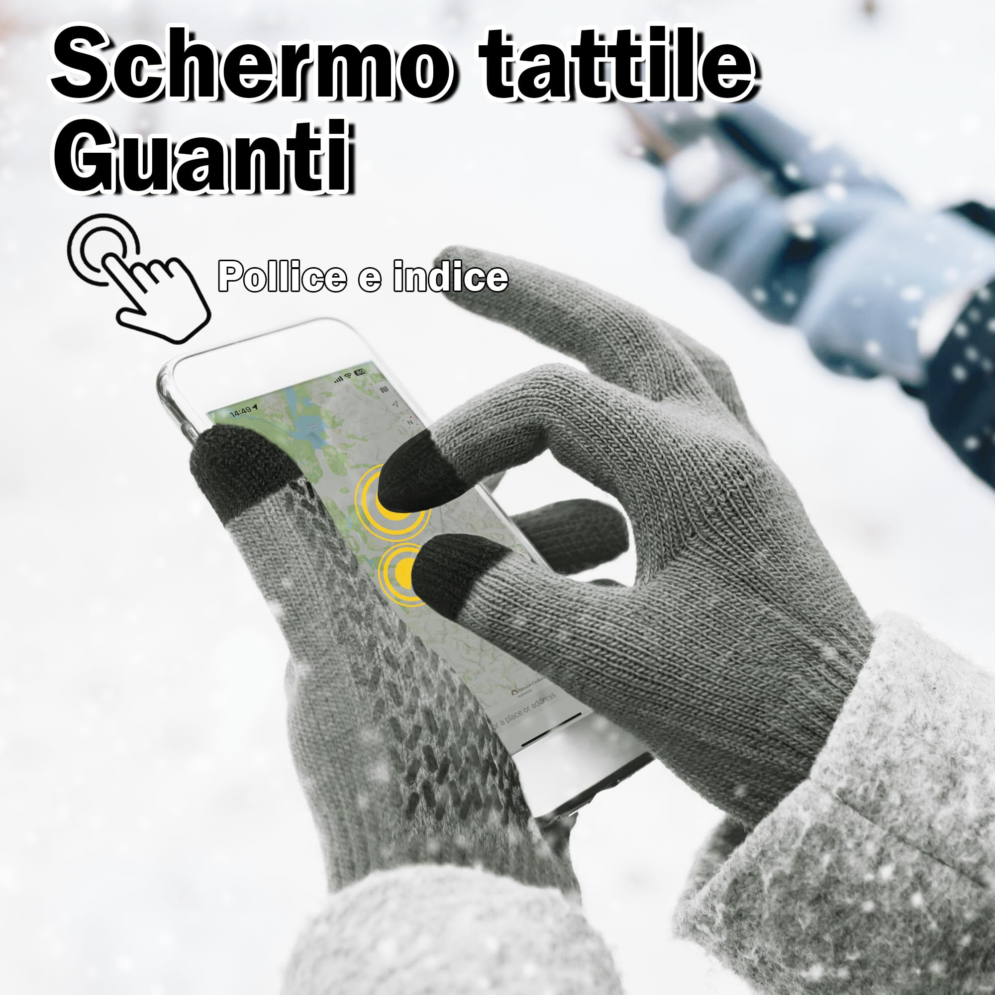 ineepor Guanti Invernali Uomo Donna,Guanti Touchscreen di Alpaca Termica,Guanti in Calda Lana Antiscivolo per Guida Computer Smartphone Lavoro,Guanti Sportivi Anti-Freddo per Sci,Ciclismo,Moto,Corsa