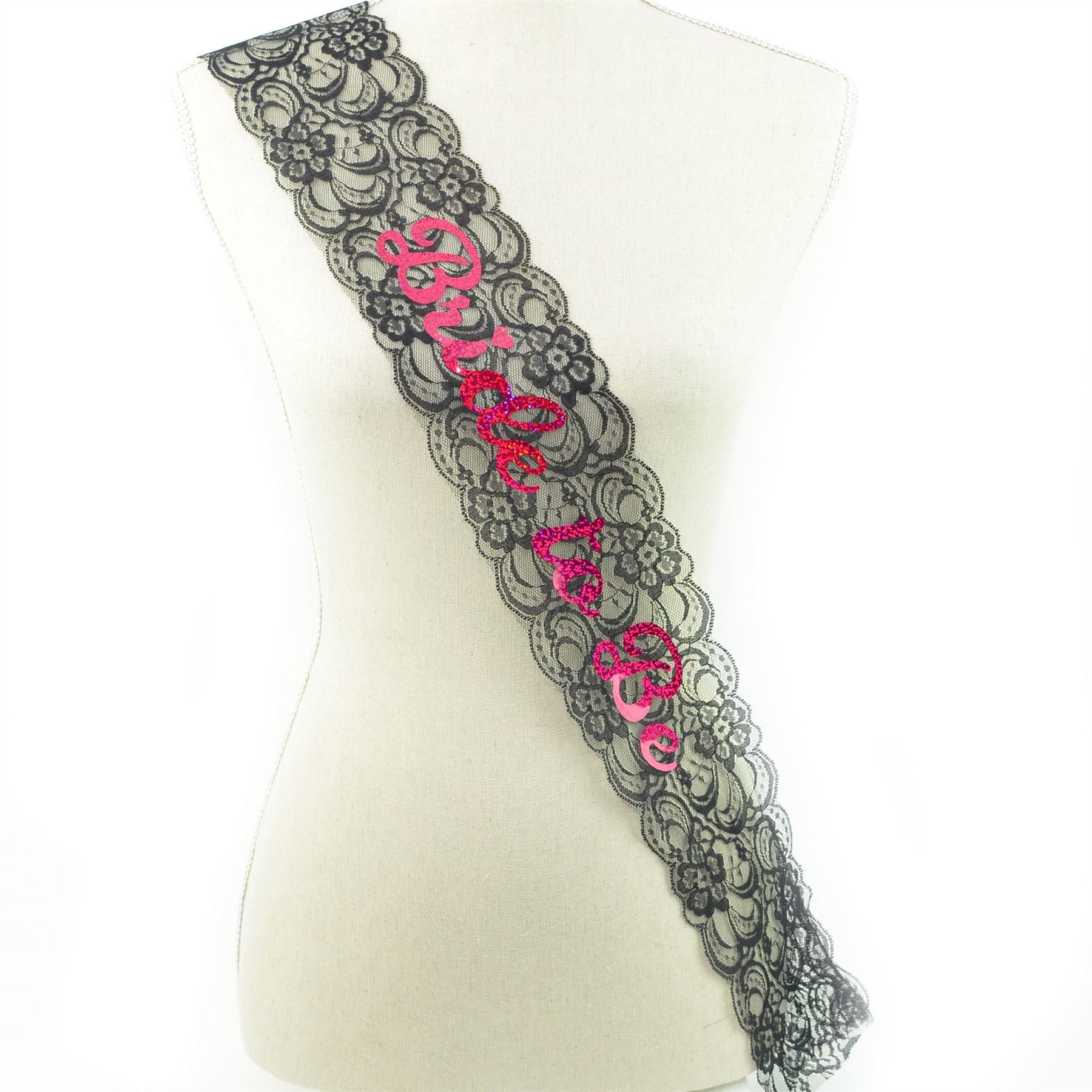 Shatchi Bride To Be Sash Black Lace Hen Party Night Out Bridal Shower Bachelorette Wedding Fancy Dress Accessory Decoration