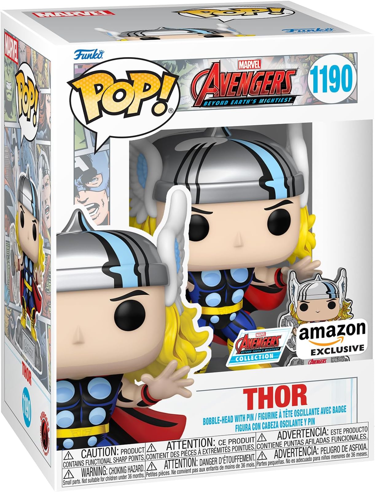 Funko POP! Marvel: A60- Comic Thor With Enamel Pin - Marvel Comics - Amazon Exclusive - Collectable Vinyl Figure - Gift Idea - Official Merchandise - Toys for Kids & Adults - Comic Books Fans