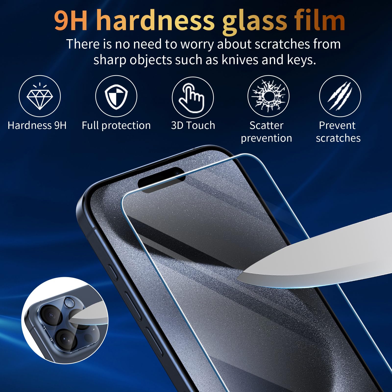FLLAO Custodia 4 In 1 Per IPhone 15 6,1'' – Blu Chiaro, Con 2 Pellicole Vetro Temperato E Protezione Fotocamera, Antiurto Cuscino D'Aria - 5