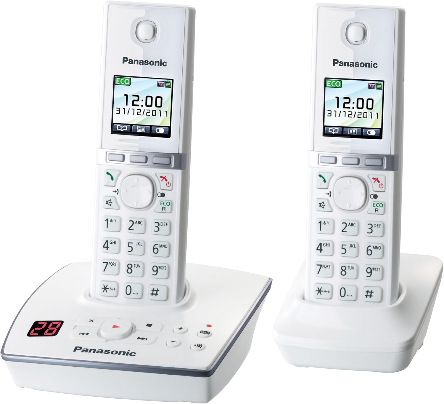 Panasonic Kx Tg8062gw Telefon Schnurlos Mit Anrufbeantworter 2 Mobilteile Weiß