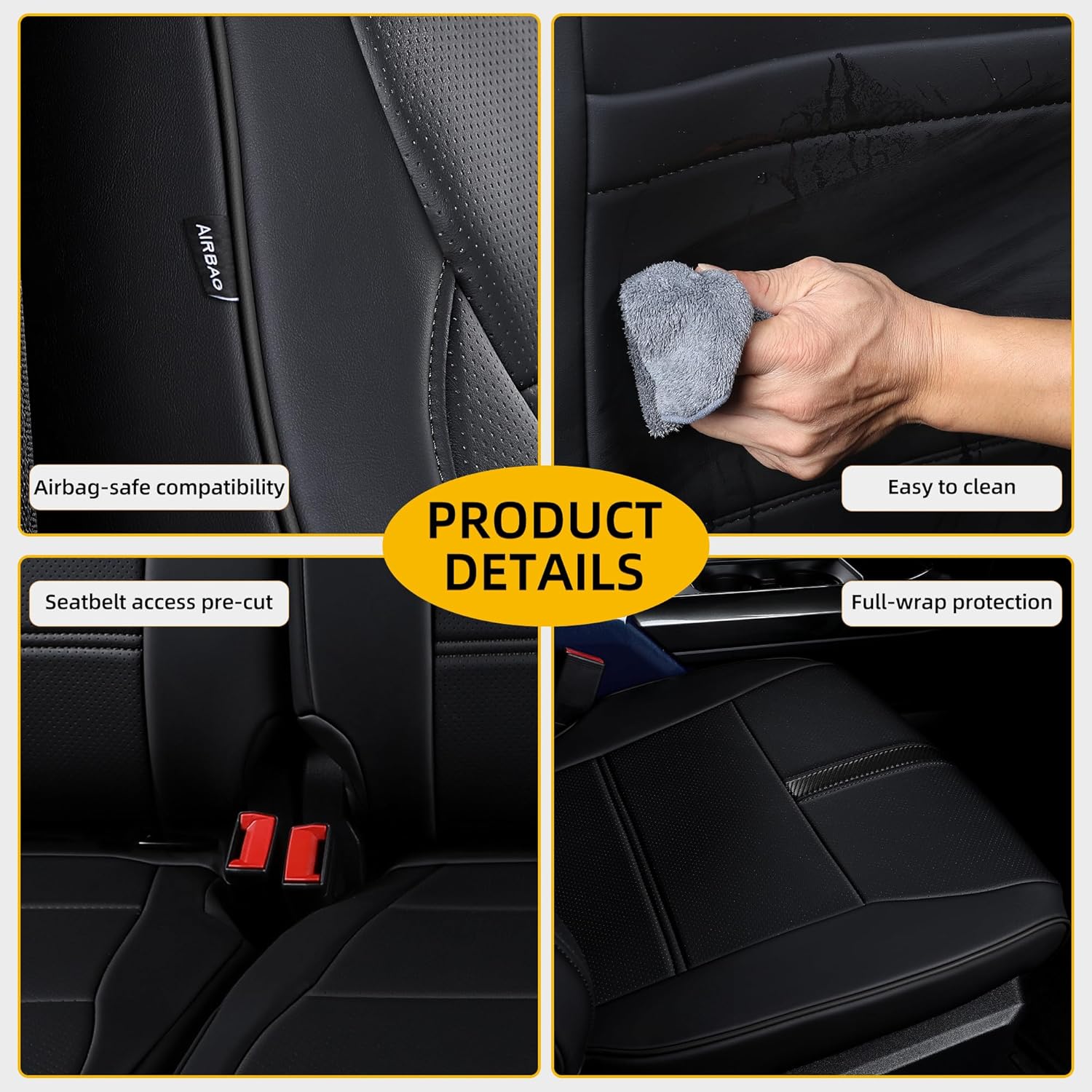 Custom Fit Seat Covers for Ford F150 SuperCrew XL XLT 2021-2026, F250 F350 F450 Super Duty Crew Cab 2023-2026, Waterproof Faux Leather 5-Seat for Bucket Seats (Black)