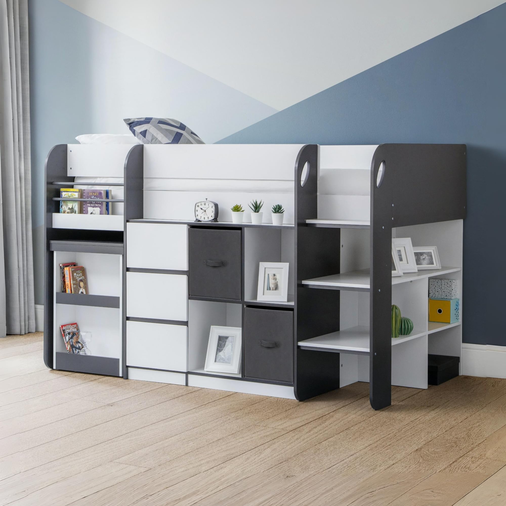 Julian Bowen Saturn Midsleeper - Charcoal/White Mid Sleepers
