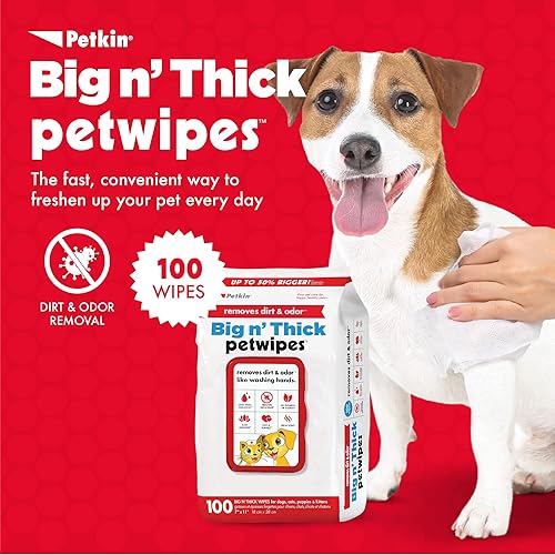 Miniatura 9 de Petkin Toallitas para mascotas para perros y gatos, 400 toallitas grandes  Elimina la suciedad y el olor como lavarse las manos  Limpia orejas,