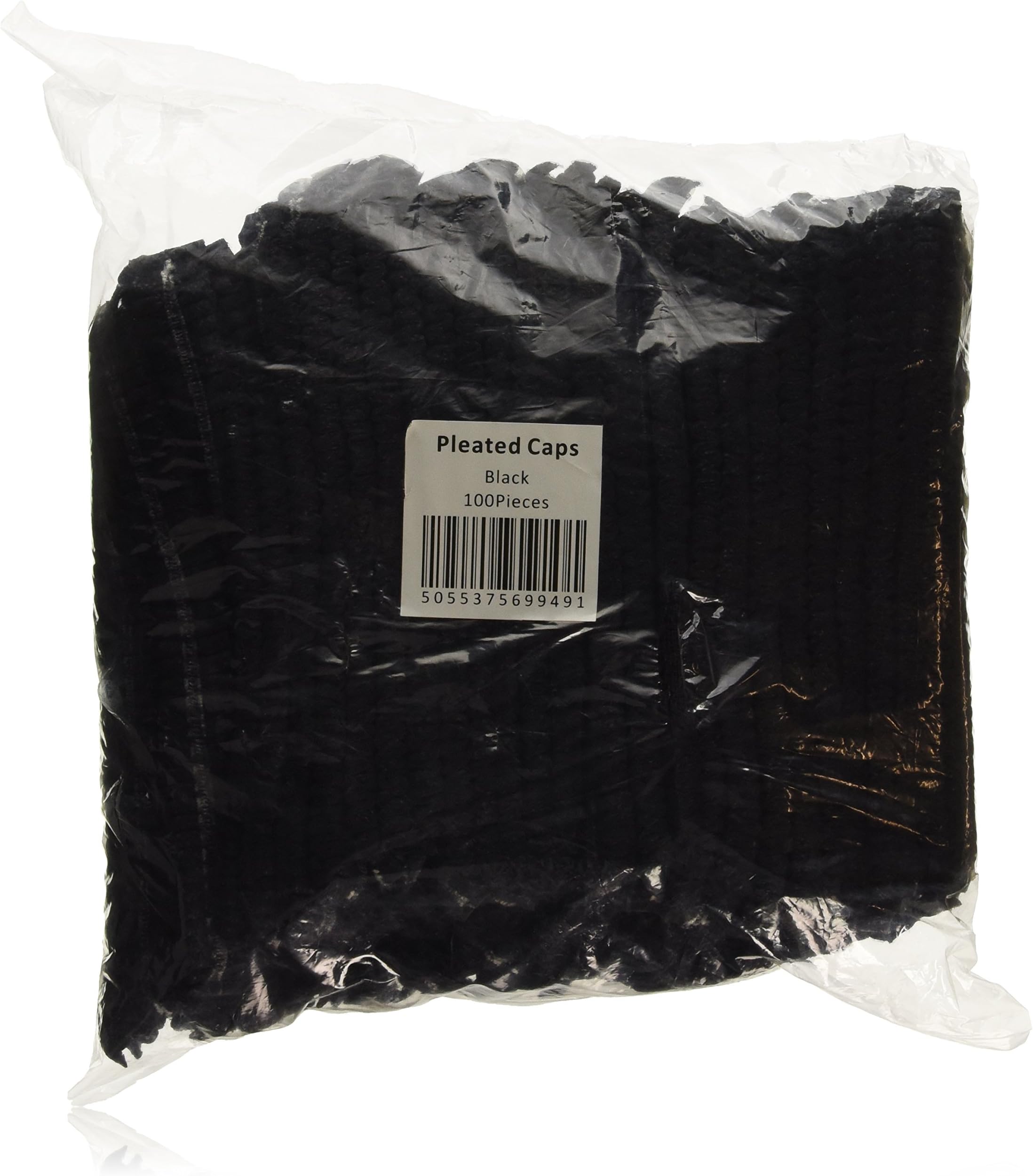 Spray Tan Disposable Pleated Mob Cap for Sun Bed Spray Tan Facial Treatment, Black - Pack of 100