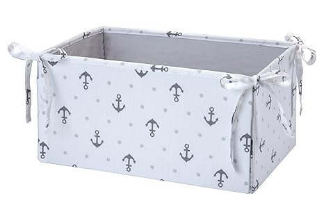 Nautica Kids Separates Anchor/Dot Print Nursery Storage, Gray/White
