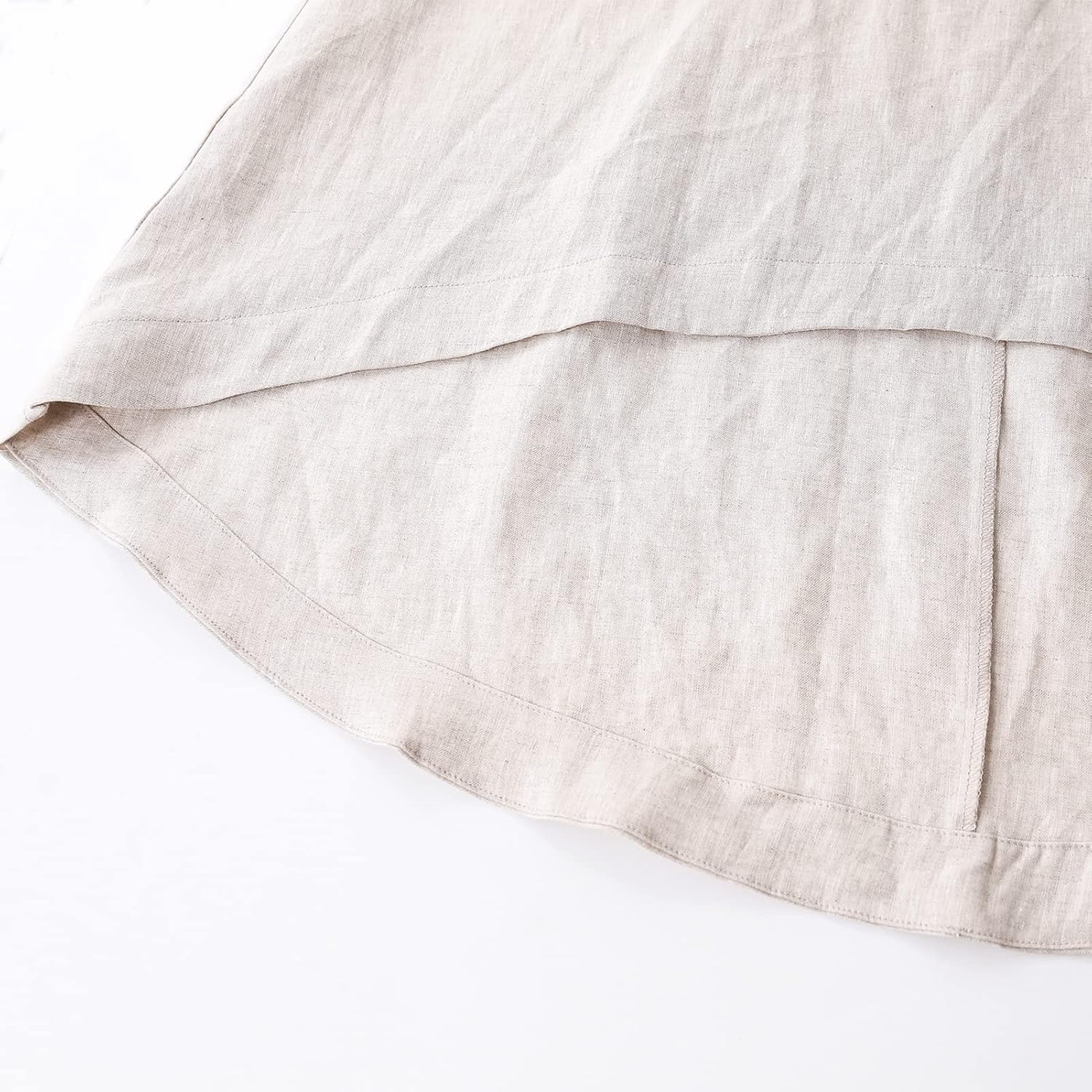 Amazhiyu Women’s 100% Linen High Low Midi Dress with Pockets for Summer Casual Flowy Dresses - Image 5