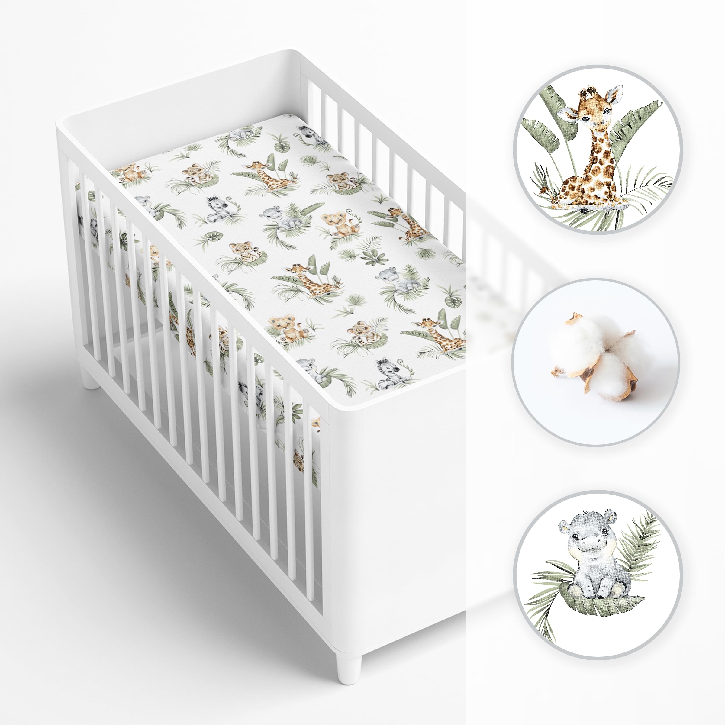 Baby Comfort Baby Comfort Nursery 100% Cotton Fitted Sheet to fit 83x50 cm Co-Sleeper Crib (Safari) in use