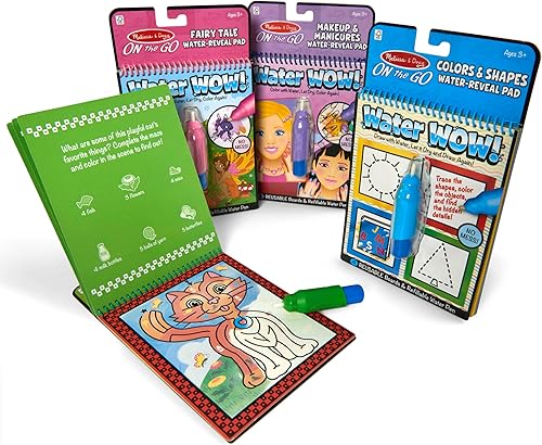 Melissa & Doug Water Wow - Paquete de 4 (mascotas, colores, cuento de hadas y maquillaje) - Certificado FSC