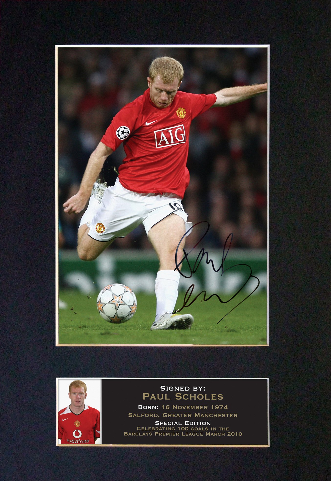 PAUL SCHOLES Signed Autograph Mounted Photo Reproduction PRINT A4 Rare Perfect Birthday (297 x 210mm) #50 (Not Framed)
