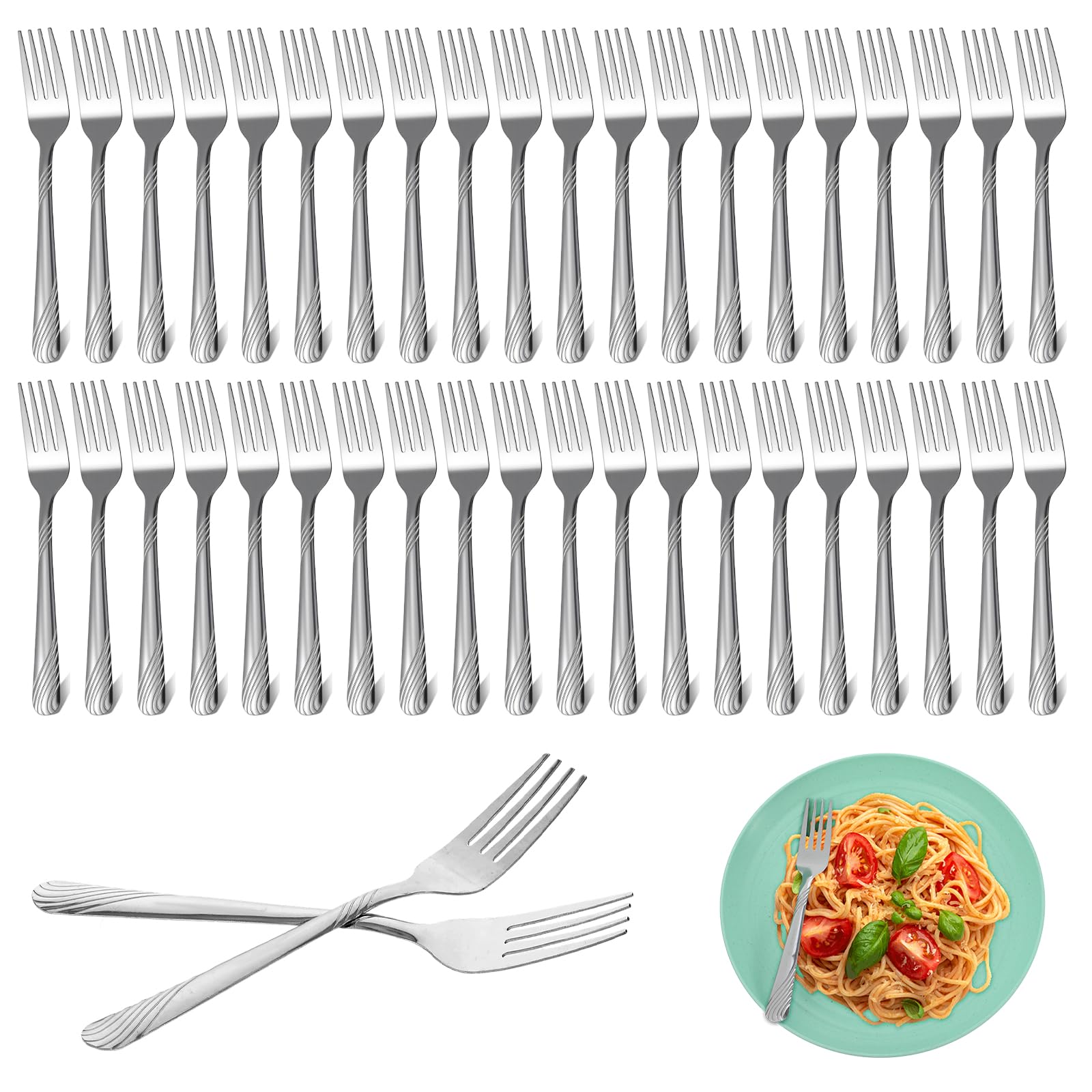 Kifmurase 100Pcs Bulk Dinner Forks Set, 6.9Inches Stainless Steel Forks, Silverware Flatware Fork, Salad Cutlery, Mirror Polished for Home, Restaurant, Kitchen, Dishwasher Safe