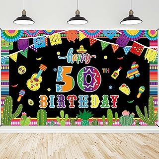 50th Birthday Decorations Women Men, Mexican Theme 50th Birthday Party Decorations, Fiesta Mexican Happy 50th Birthday Banner, 50 Years Old Birthday Party Supplies, 50th Bday Photo Backdrop
