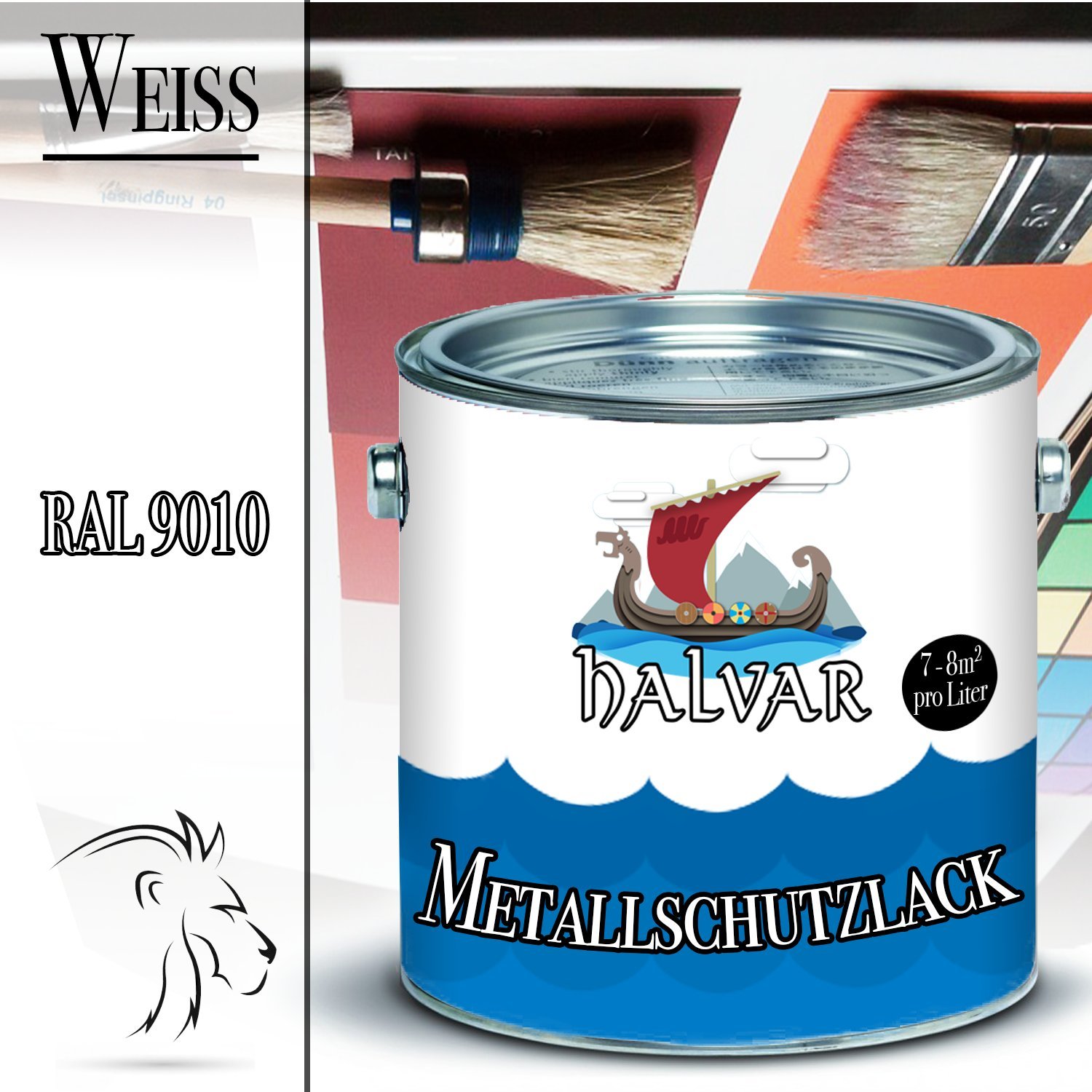 Halvar Farba ochronna do metalu skandynawski lakier ochronny do metalu, wyjątkowo wytrzymały lakier z żywicy syntetycznej, silny, odporny na warunki atmosferyczne i doskonała długotrwała ochrona drewna i metalu (biały (RAL 9010))