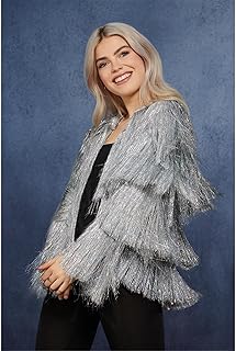 Smiffys Fever Tinsel Festival Jacket, Silver, Fever Costume, Fever Costume, Accessories