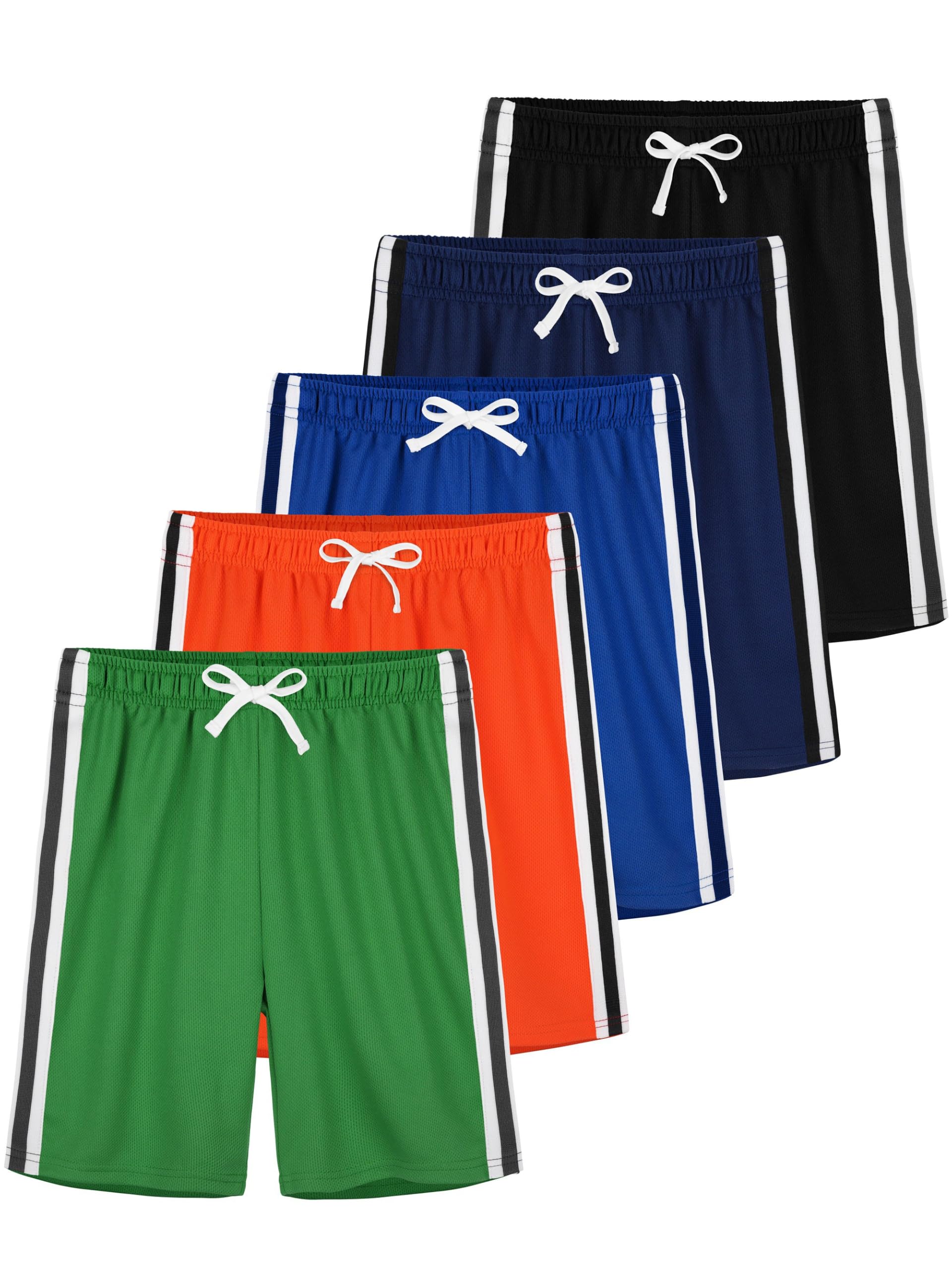 YERIOK 5 Stück Jungen Shorts Jungen Athletic Basketball Mesh Kinder Fußball Gym Shorts Kleidung Schnell trocknend Active Sports Shorts