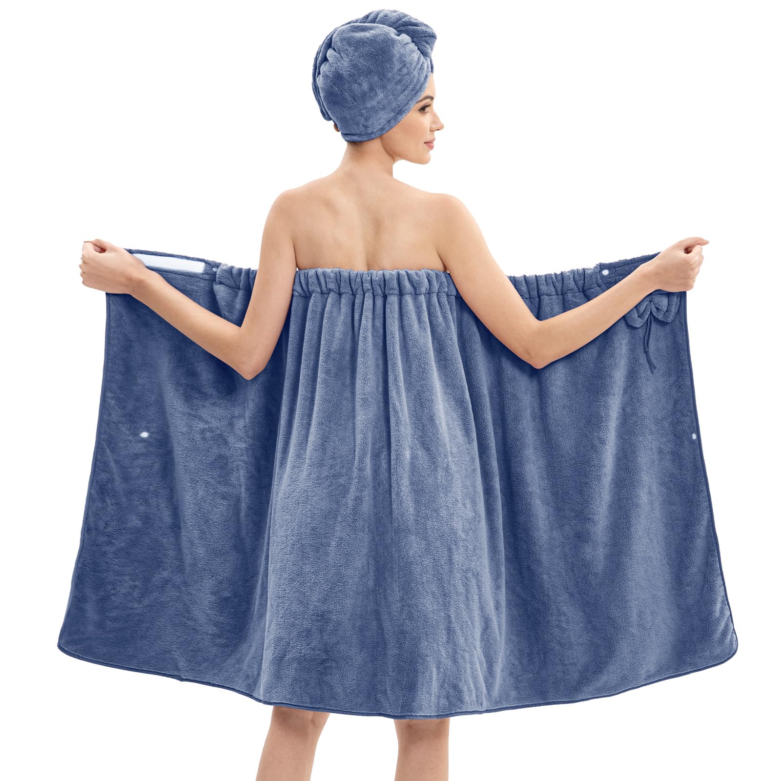 HJMJY Bath Wrap Towels for Women – Adjustable Spa Shower Wrap with Super Absorbent Microfiber, Quick-Dry Body & Hair Towel Set for Home, Hotel, Beach,
