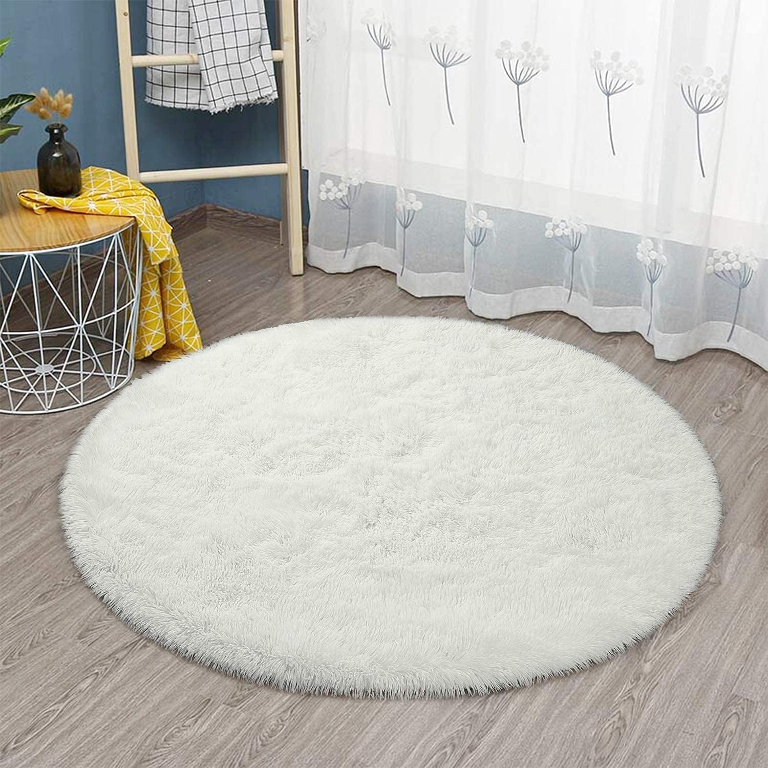 Tappeto per camera da letto rotondo moderno design tappeto soggiorno Shaggy pelo lungo rotondo interno antiscivolo arredamento moderno ultra morbido peluche stanza casa vivaio tappeto bianco diametro