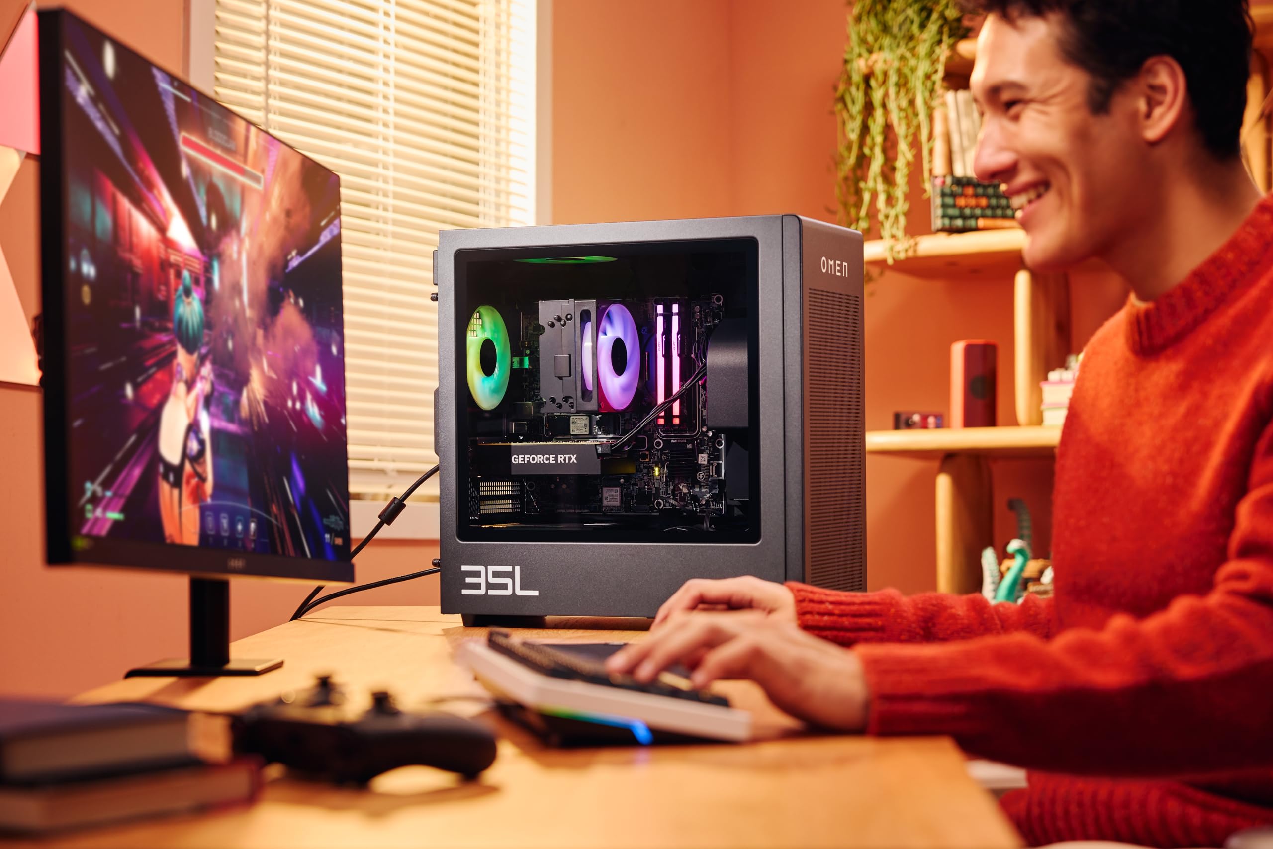 HP Gaming OMEN 35L GT16-1003ns (Processore AMD Ryzen 5 9600, 32 GB RAM, 1 TB SSD, NVIDIA GeForce RTX 5060, FreeDOS) - Nero