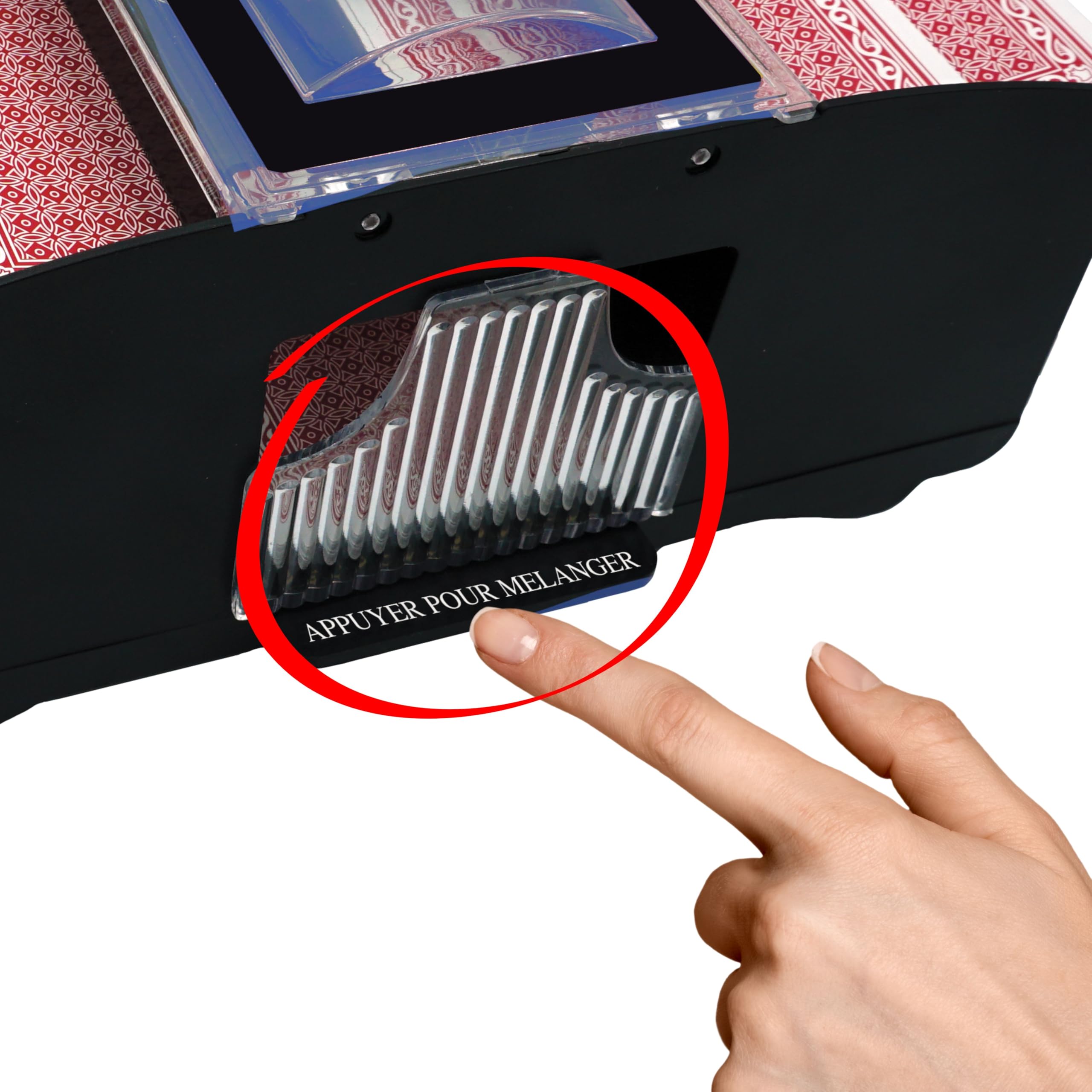 Wilson Jeux - Miscelatore automatico per carte - Accessorio per mescolare carte in modo rapido e omogeneo - Funziona con 4 batterie AA da 1,5 v - Schede e batterie non incluse