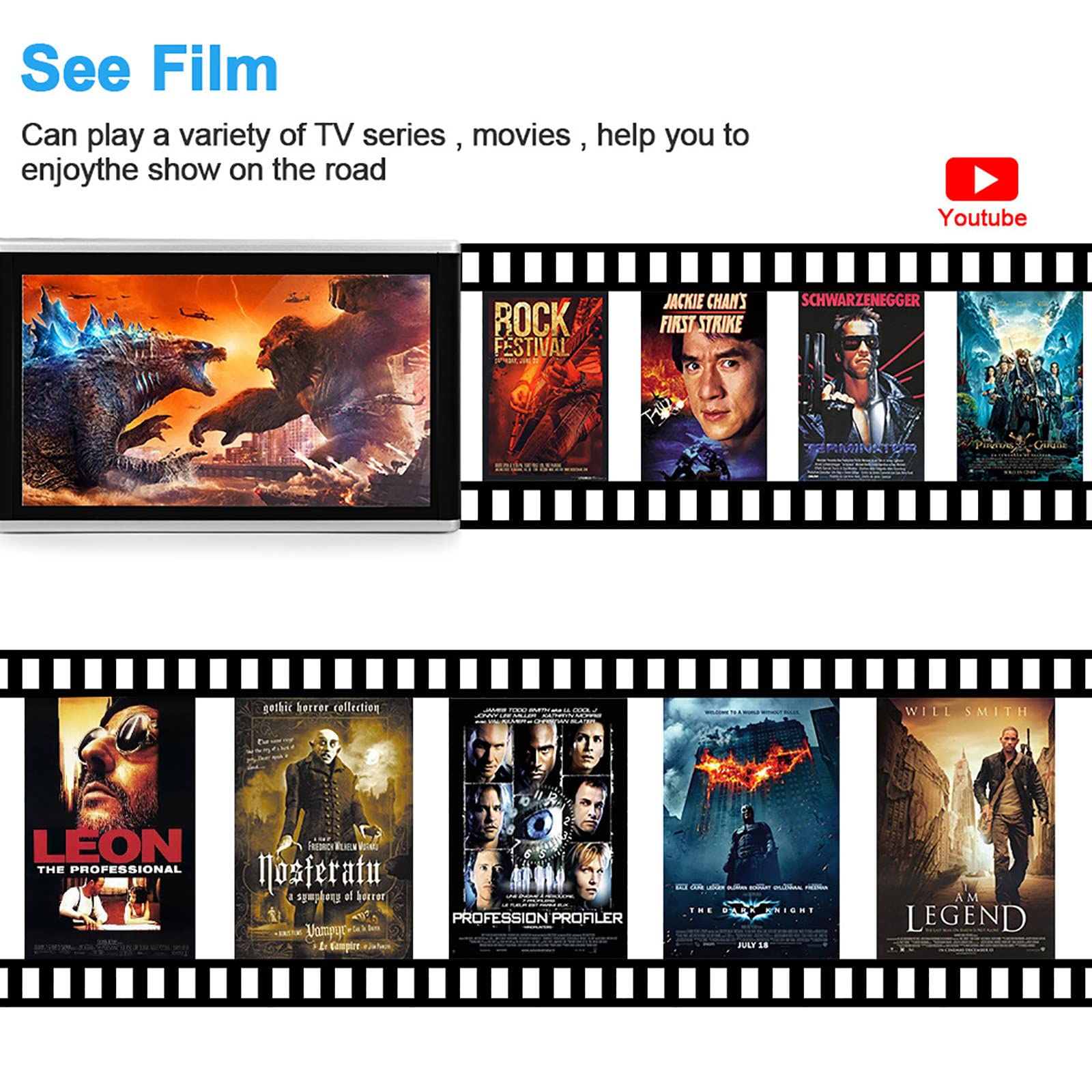 Monitor De Reposacabezas De TV para Coche, Pantalla TáCtil De 13,3 Pulgadas, Reproductor De VíDeo De PelíCula De Tableta, Android 9,0 4K 1080P WiFi Bluetooth USB Hdmi Airplay,Black-32G