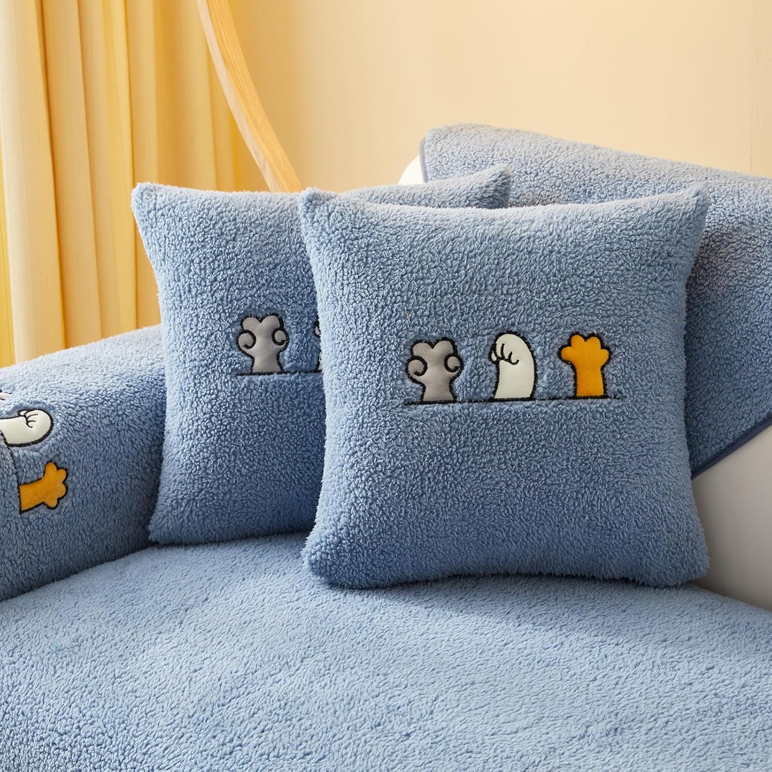 Topchances 1PC Sofa Pillowcase Solid Soft Stretch Throw Pillow Covers 18 x 18 Inch 45 x 45 cm