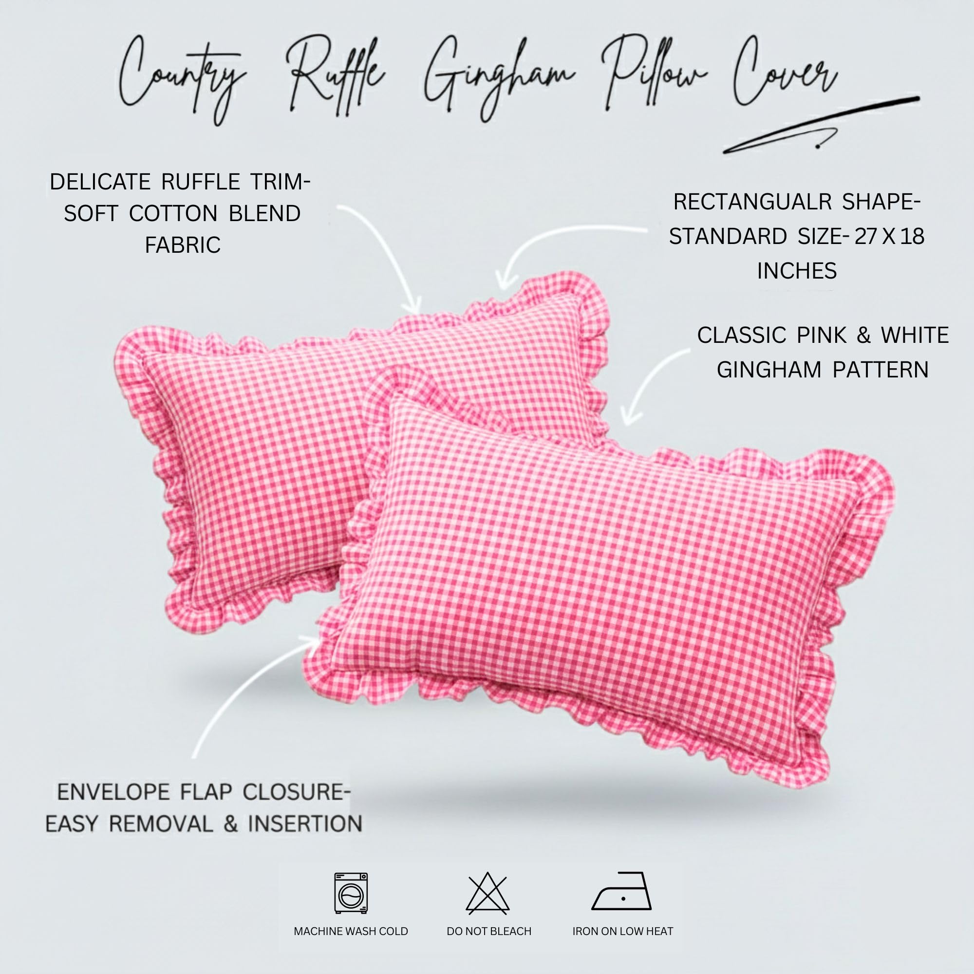 Pink Checkered Pillow Covers - Soft & Breathable -4 Pink Checkered Pillow Covers - Soft & Breathable -4