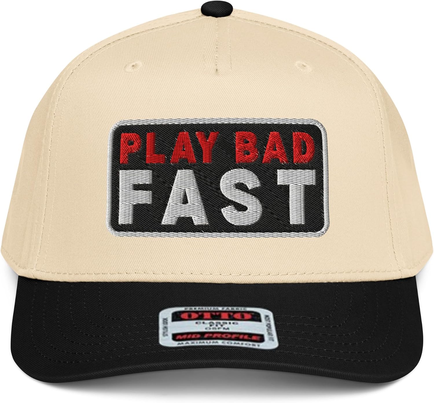 NX1 Play Bad Fast Golf 2 Tone Hat Embroidered Mid Crown Curved Bill Snapback Cap for Men and Women