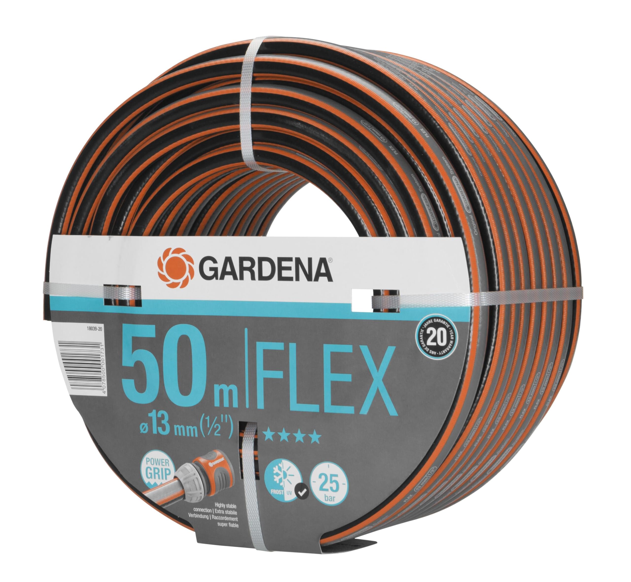 Gardena Comfort Flex 13 Mm (1/2 Pollice), 50 M: Tubo Flessibile da Giardino Dimensionale Stabile con Profilo di Presa di Potenza, Realizzato in Tessuto a Spirale di Alta Qualità
