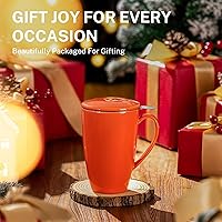 Vista 6 de Sweese Taza de té de porcelana de 15 onzas con infusor y tapa, apta para microondas, mango ergonómico, esmalte sin plomo, para té de hojas sueltas