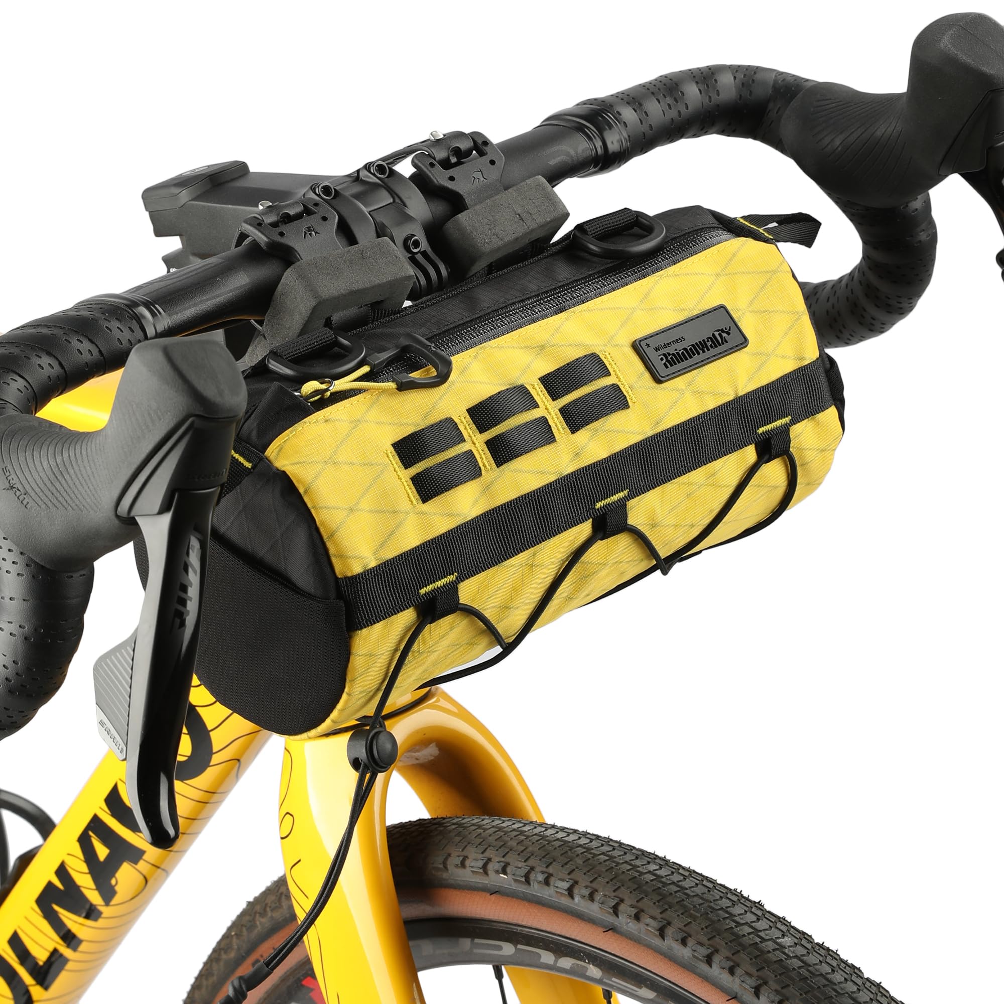 Rhinowalk Bike Handlebar Bag Waterproof Bicycle Front Bag Frame Storage Roll Bag Mountain Road Bikes Commuter Shoulder Bag Professional Cycling Accessories-Yellow