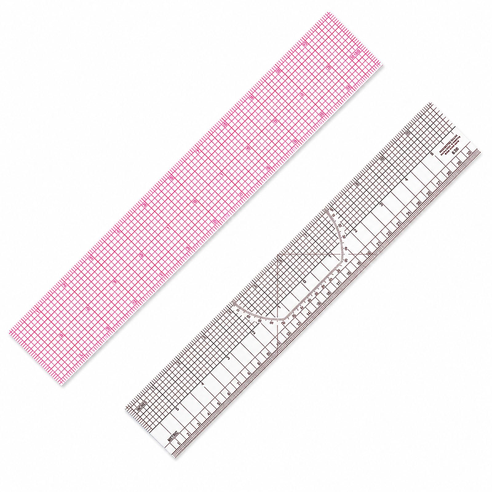 VBSYUYQ 2 Pcs 12 Inch Sewing Rulers for Quilting, Clear PVC Grid Rulers, Metric & Imperial Marking for Fabric Cutting Pattern Making DIY Craft