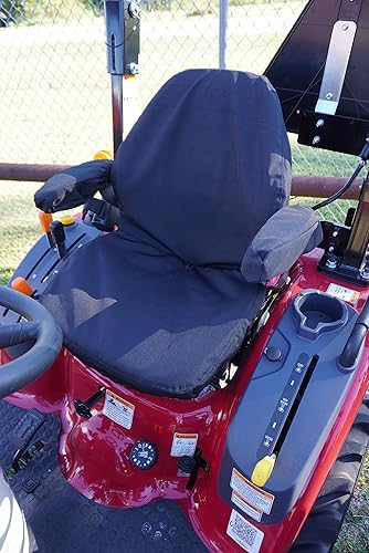 Durafit Seat Covers, Compatible con Mahindra todos los modelos actuales de tractor con asiento de una pieza con reposabrazos. No para asientos de