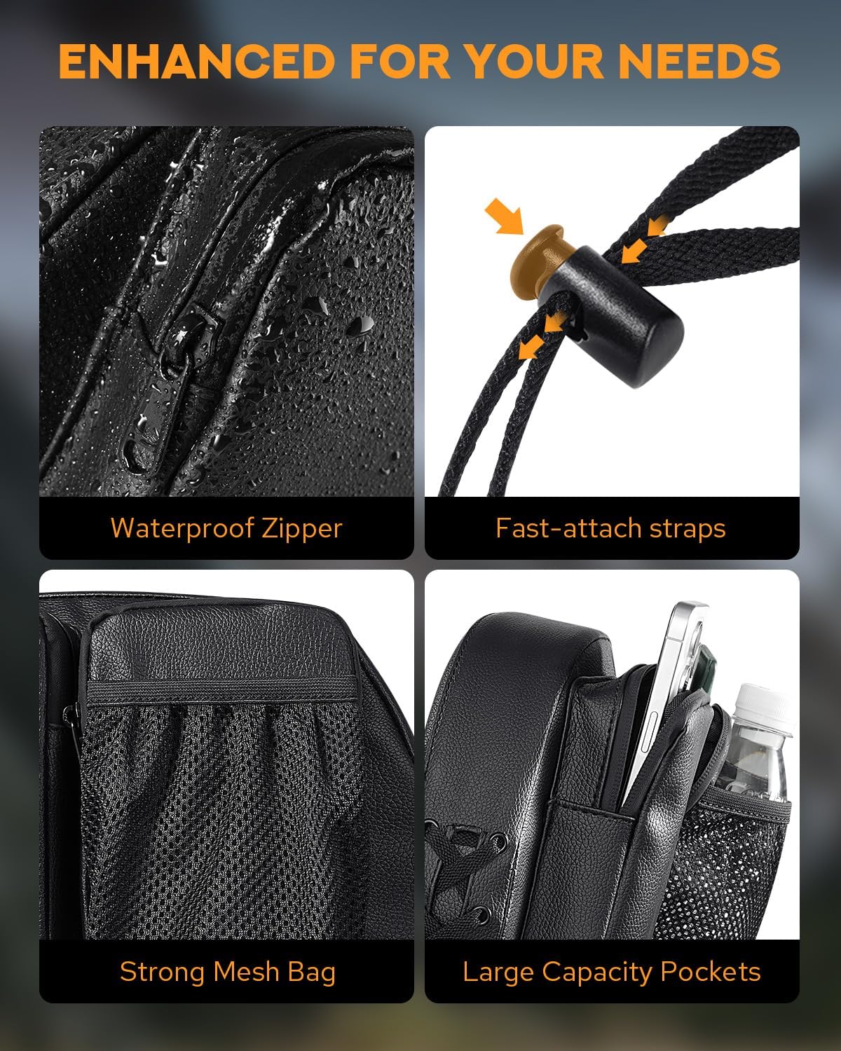 PBYMT Driver Rider Backrest Bag, Rider Backrest Organizer Bag, Driver Backrest Storage Bag Fit for Harley Touring CVO Road Glide Limited Street Glide Dyna Sportster Softail Tri Glide