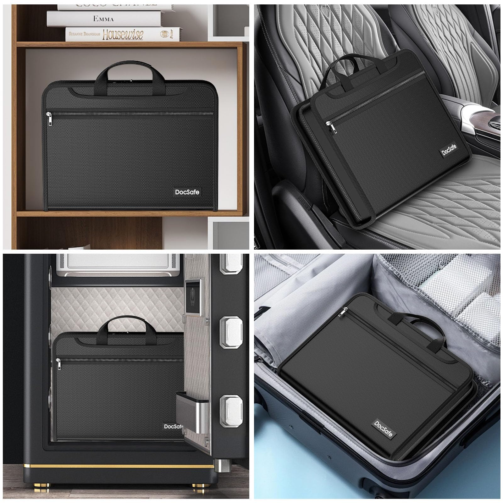 Organizador de documentos ignífugo con cremallera y cerradura, carpeta de archivos expandible de 13 bolsillos, carpeta A4, soporte para documentos con asa, organizador de archivos para documentos de