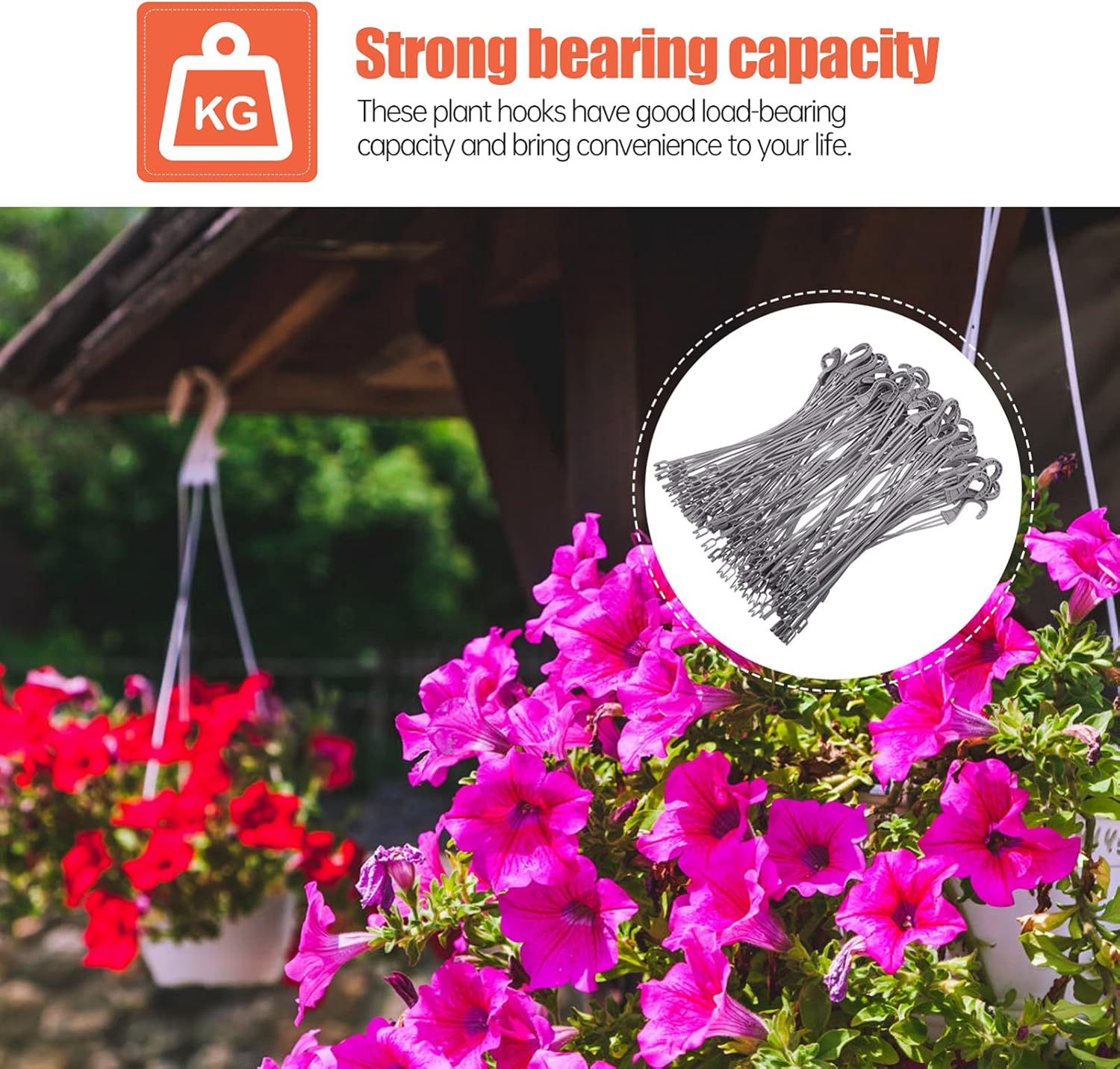 Housoutil 50pcs Hook Heavy Duty Garment Rack Heavy Duty Clothes Plant Hanger Bird Feeder Window Planter Flower Pot Hanger Chain Pot Plant Plastic Raw Material Chlorophytum Refrigerator White