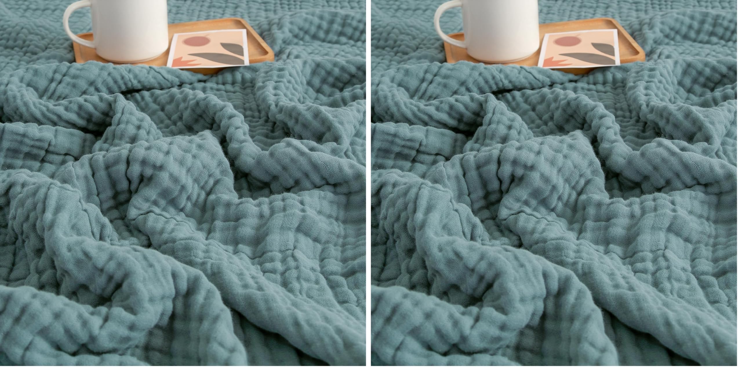 EMME Muslin Throw Blanket 100% Cotton Blankets for Couch Breathable Gauze All Season Soft and Lightweight Pre-Washed (Teal, 50"x70") (Pack of 2)