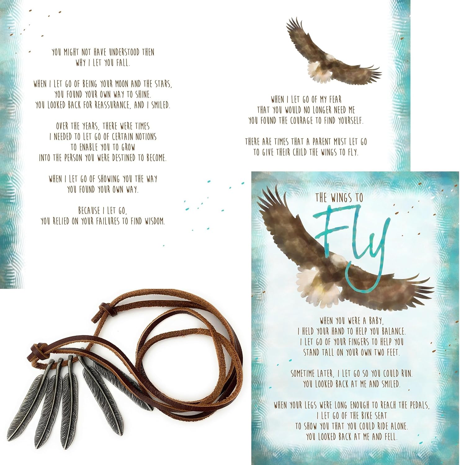 Smiling Wisdom | The Wings to Fly Encouraging Graduation Greeting Card & Feathers Grad Gift Set | Young Men Son from Mom Dad | Eagle Feathers