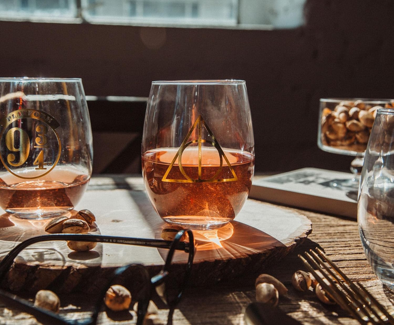 Toynk Harry Potter Icons Stemless Wine Glasses, Set of 4 | 20-Ounce Tumbler Cups For Mimosas, Cocktails - Image 6