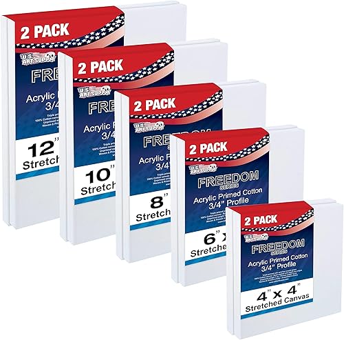 US Art Supply lona elástica sin ácido, de calidad, supervaliosa, de 8 x 10 pulgadas, paquete de 10, yeso de excelente perfil, paquete de supervalor