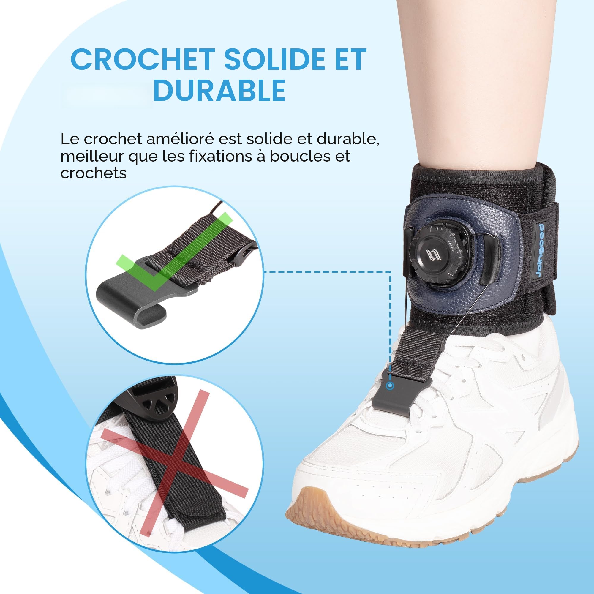 Attelle Pied Tombant pour Marcher avec des Chaussures,Attelle Pour Pied Tombant Avec Bouton,Orthese Pied Tombant vers le Haut,Releveur de Pied Tombant pour Pied Droit et Gauche(S/M)