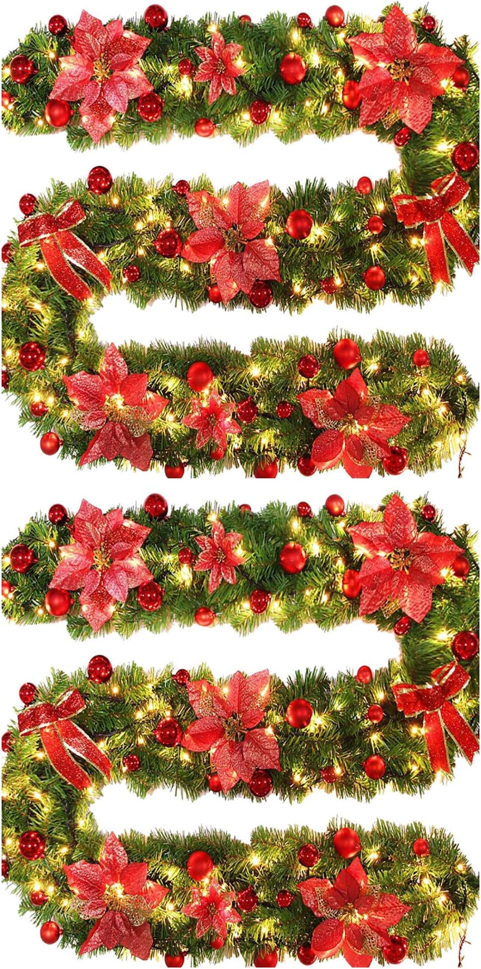 EZSTAX 2pcs Christmas Garland Artificial Pine Wreath Garlands Xmas Decorations 8.9ft/2.7M