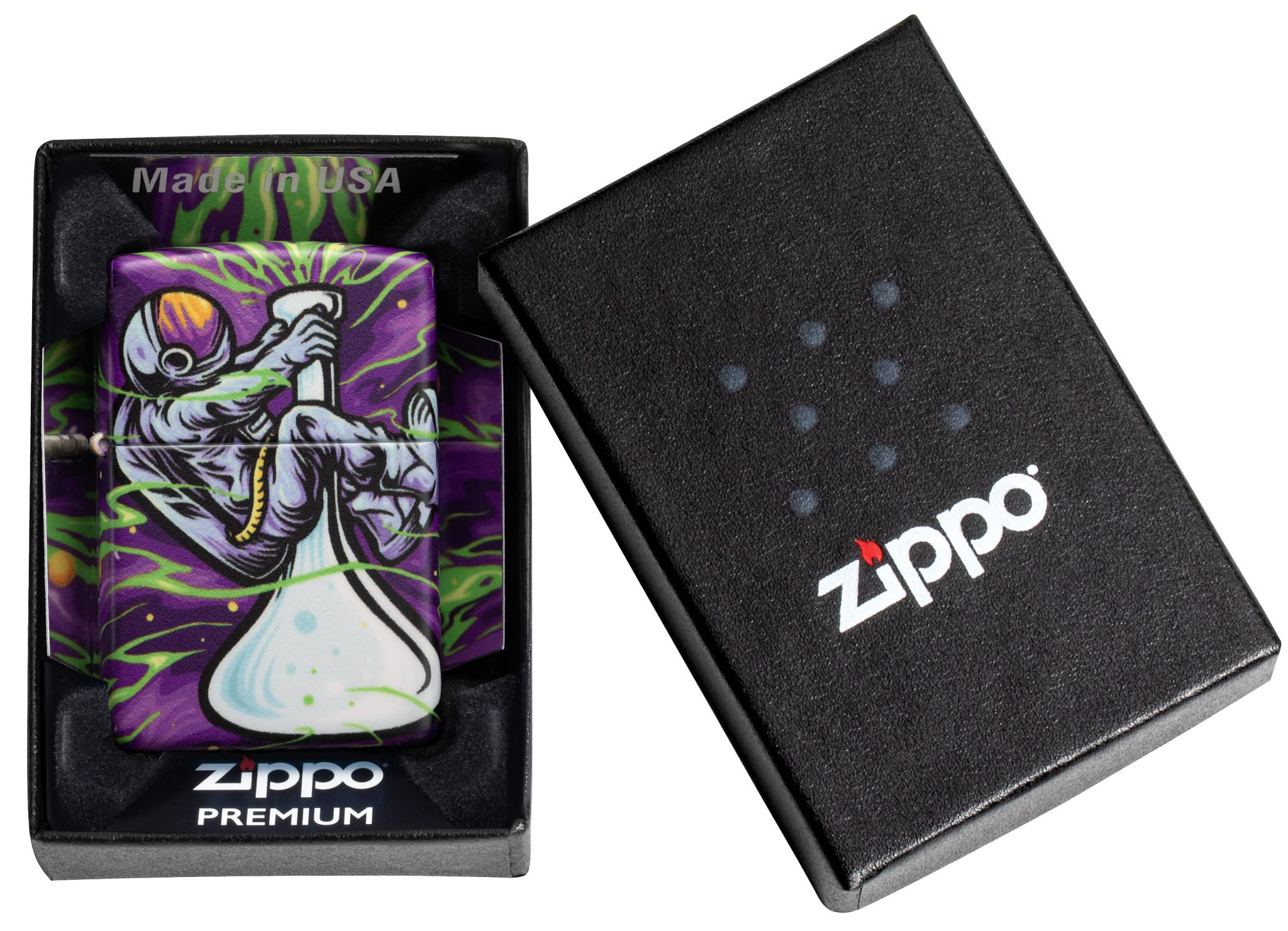 Zippo Sturmfeuerzeug - Modell Space Out - Multicolor mit 540 Color Druck - Nachfüllbar - Wiederverwendbar - Windfestes Design - Geschenkbox - Made in USA